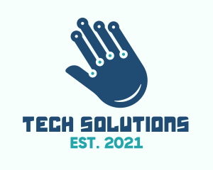 Technological - Circuit Technology Hand logo design