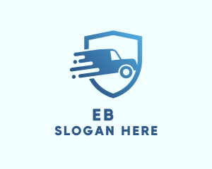 Transportation - Blue Delivery Truck Van logo design