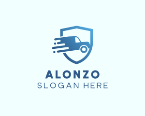 Blue Delivery Truck Van logo design