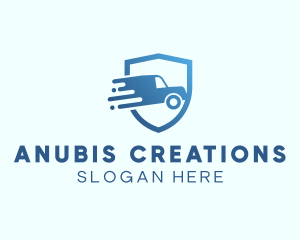 Blue Delivery Truck Van logo design