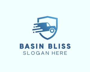 Blue Delivery Truck Van logo design