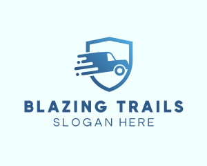 Blue Delivery Truck Van logo design