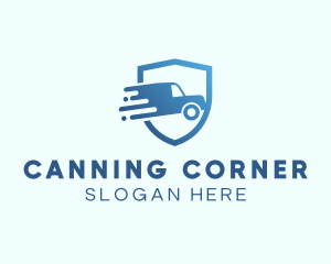 Blue Delivery Truck Van logo design