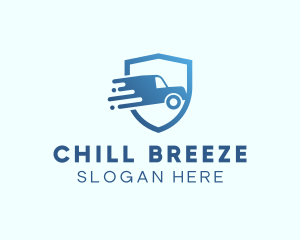 Blue Delivery Truck Van logo design