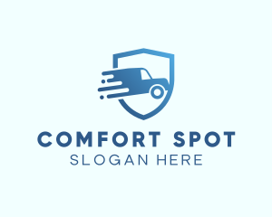 Blue Delivery Truck Van logo design