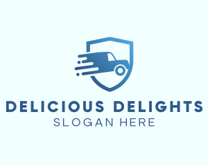 Blue Delivery Truck Van logo design