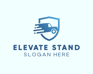 Blue Delivery Truck Van logo design