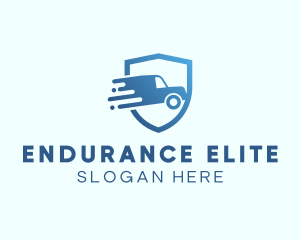 Blue Delivery Truck Van logo design