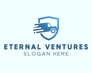 Blue Delivery Truck Van logo design