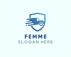 Blue Delivery Truck Van logo design