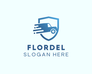 Blue Delivery Truck Van logo design