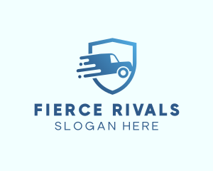 Blue Delivery Truck Van logo design