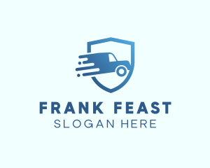 Blue Delivery Truck Van logo design