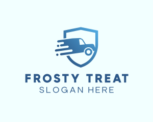 Blue Delivery Truck Van logo design