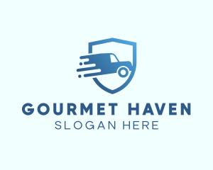 Blue Delivery Truck Van logo design