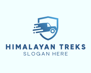 Blue Delivery Truck Van logo design