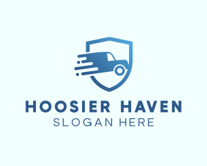 Blue Delivery Truck Van logo design