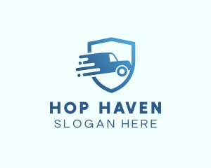 Blue Delivery Truck Van logo design