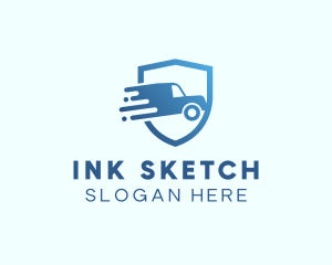 Blue Delivery Truck Van logo design