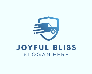 Blue Delivery Truck Van logo design