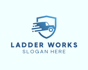 Blue Delivery Truck Van logo design