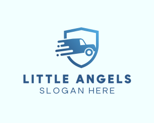 Blue Delivery Truck Van logo design