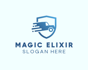 Blue Delivery Truck Van logo design