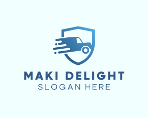 Blue Delivery Truck Van logo design