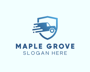 Blue Delivery Truck Van logo design