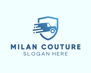 Blue Delivery Truck Van logo design