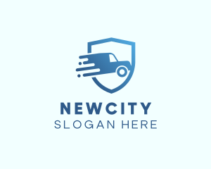 Blue Delivery Truck Van logo design