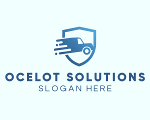 Blue Delivery Truck Van logo design