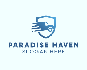 Blue Delivery Truck Van logo design