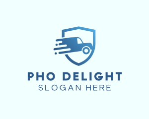 Blue Delivery Truck Van logo design