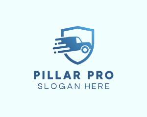 Blue Delivery Truck Van logo design