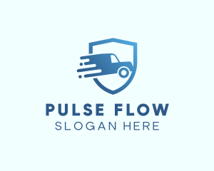 Blue Delivery Truck Van logo design