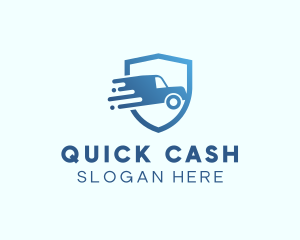 Blue Delivery Truck Van logo design