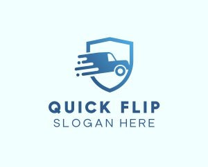 Blue Delivery Truck Van logo design