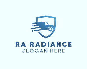 Blue Delivery Truck Van logo design