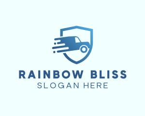 Blue Delivery Truck Van logo design