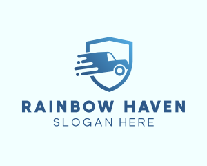 Blue Delivery Truck Van logo design