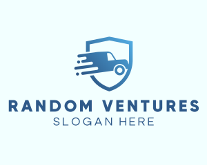 Blue Delivery Truck Van logo design