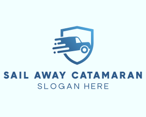 Blue Delivery Truck Van logo design