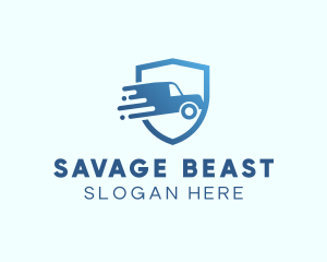 Blue Delivery Truck Van logo design