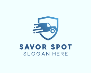 Blue Delivery Truck Van logo design