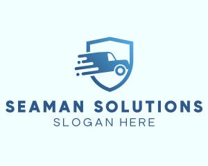 Blue Delivery Truck Van logo design