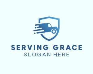 Blue Delivery Truck Van logo design