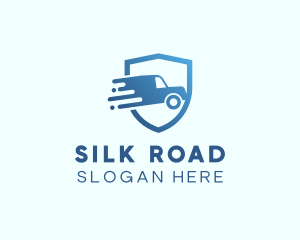 Blue Delivery Truck Van logo design