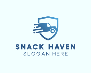 Blue Delivery Truck Van logo design