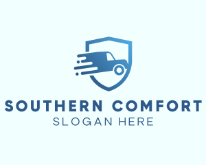 Blue Delivery Truck Van logo design